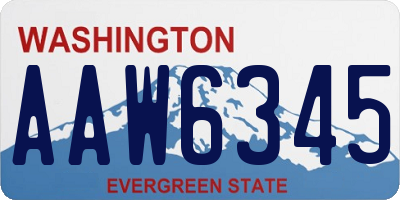 WA license plate AAW6345