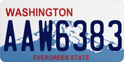 WA license plate AAW6383