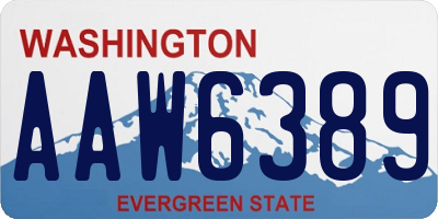 WA license plate AAW6389