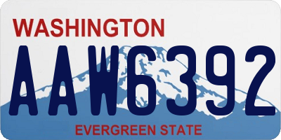 WA license plate AAW6392