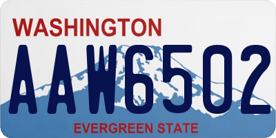 WA license plate AAW6502