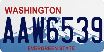 WA license plate AAW6539