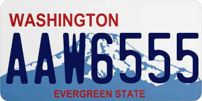 WA license plate AAW6555