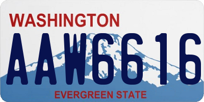 WA license plate AAW6616