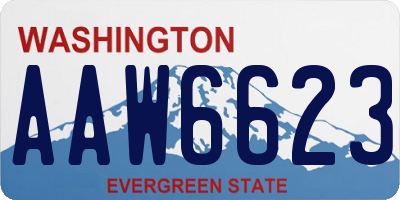 WA license plate AAW6623