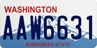 WA license plate AAW6631