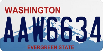 WA license plate AAW6634