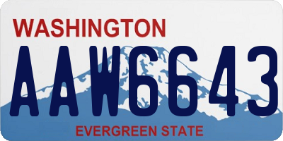 WA license plate AAW6643