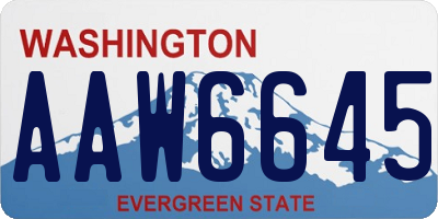 WA license plate AAW6645