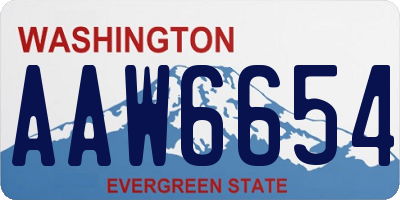 WA license plate AAW6654