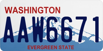 WA license plate AAW6671