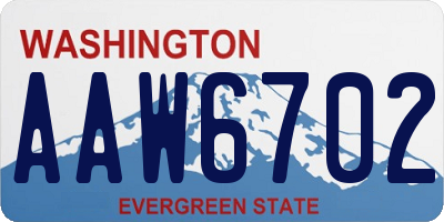 WA license plate AAW6702