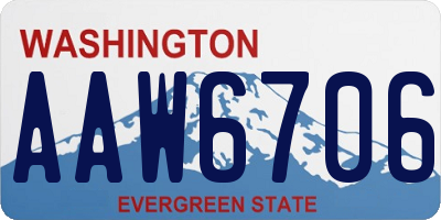 WA license plate AAW6706