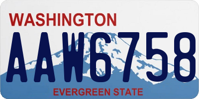 WA license plate AAW6758