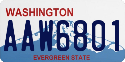 WA license plate AAW6801
