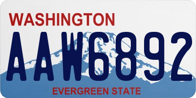 WA license plate AAW6892