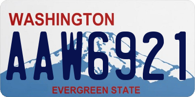 WA license plate AAW6921