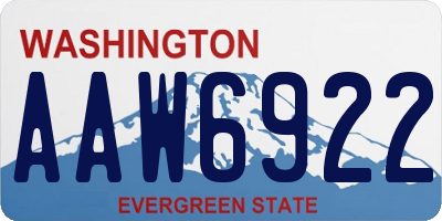 WA license plate AAW6922