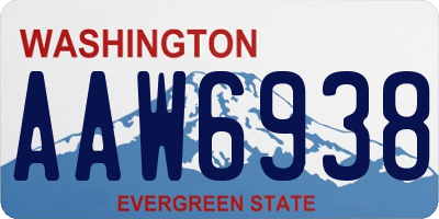 WA license plate AAW6938