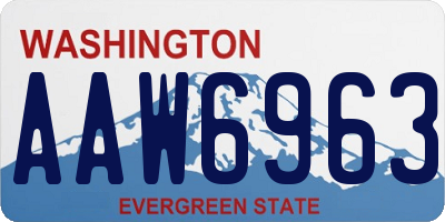 WA license plate AAW6963