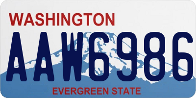 WA license plate AAW6986