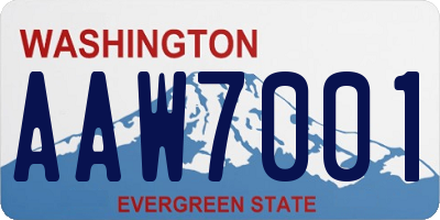 WA license plate AAW7001