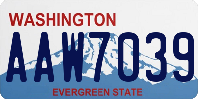 WA license plate AAW7039