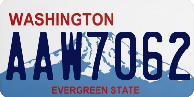 WA license plate AAW7062