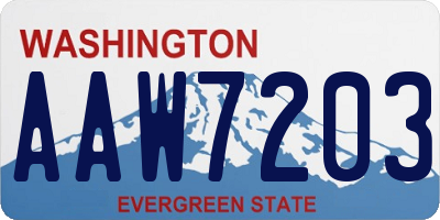 WA license plate AAW7203