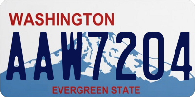 WA license plate AAW7204