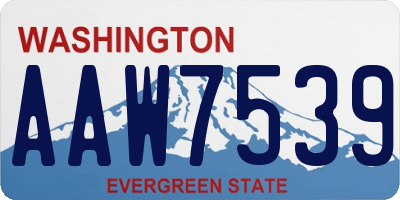 WA license plate AAW7539