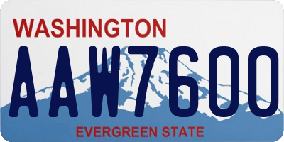 WA license plate AAW7600