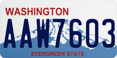 WA license plate AAW7603