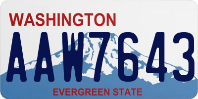 WA license plate AAW7643