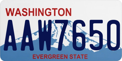 WA license plate AAW7650