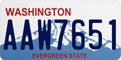 WA license plate AAW7651