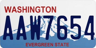 WA license plate AAW7654