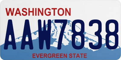 WA license plate AAW7838