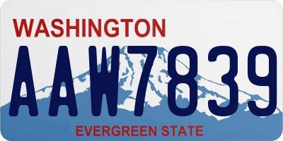WA license plate AAW7839