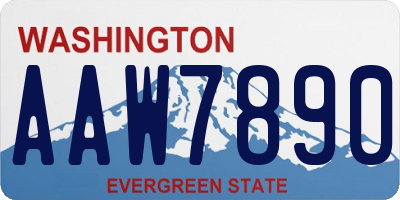 WA license plate AAW7890