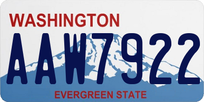 WA license plate AAW7922