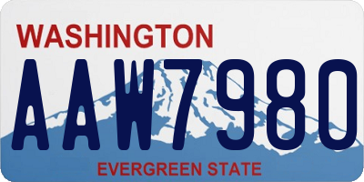 WA license plate AAW7980