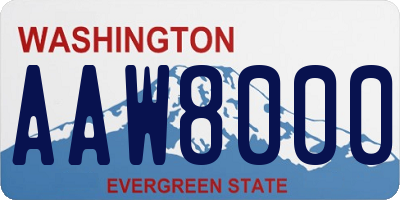 WA license plate AAW8000