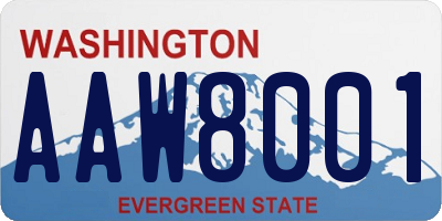 WA license plate AAW8001