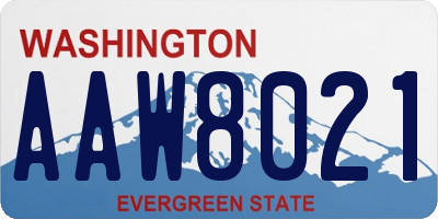 WA license plate AAW8021