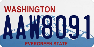 WA license plate AAW8091
