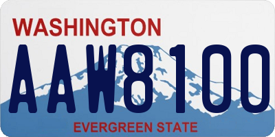 WA license plate AAW8100