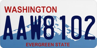 WA license plate AAW8102