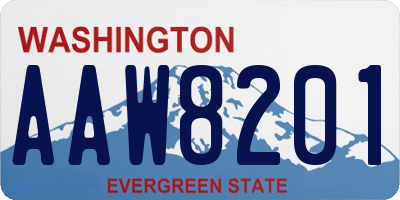 WA license plate AAW8201