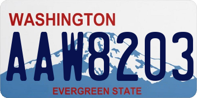 WA license plate AAW8203